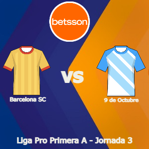 Betsson Ecuador: Barcelona SC vs 9 de Octubre (24 Julio) | Pronósticos para la Liga Pro Primera A