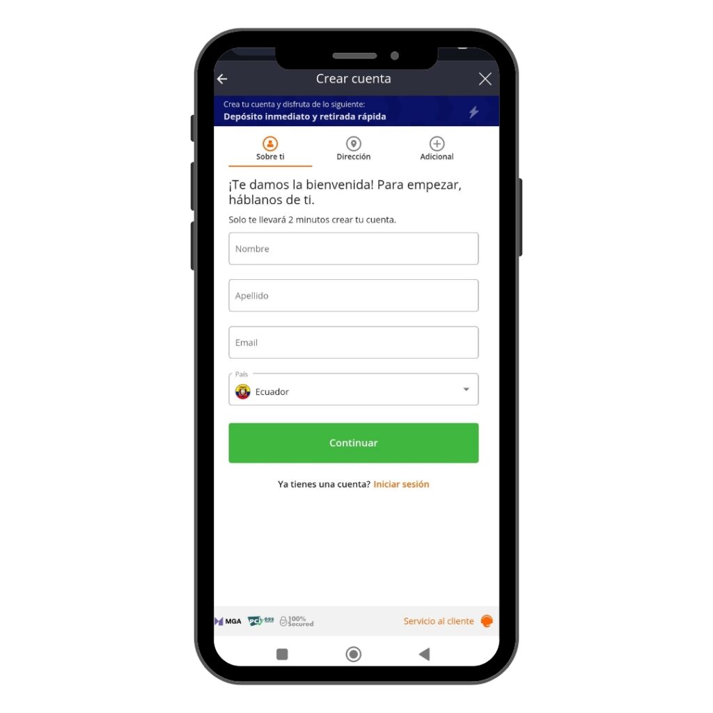 Regístrate en Betsson 
